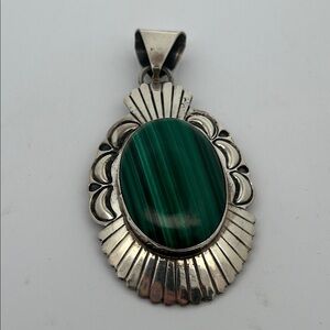 Sterling Silver and Green Malachite Pendant